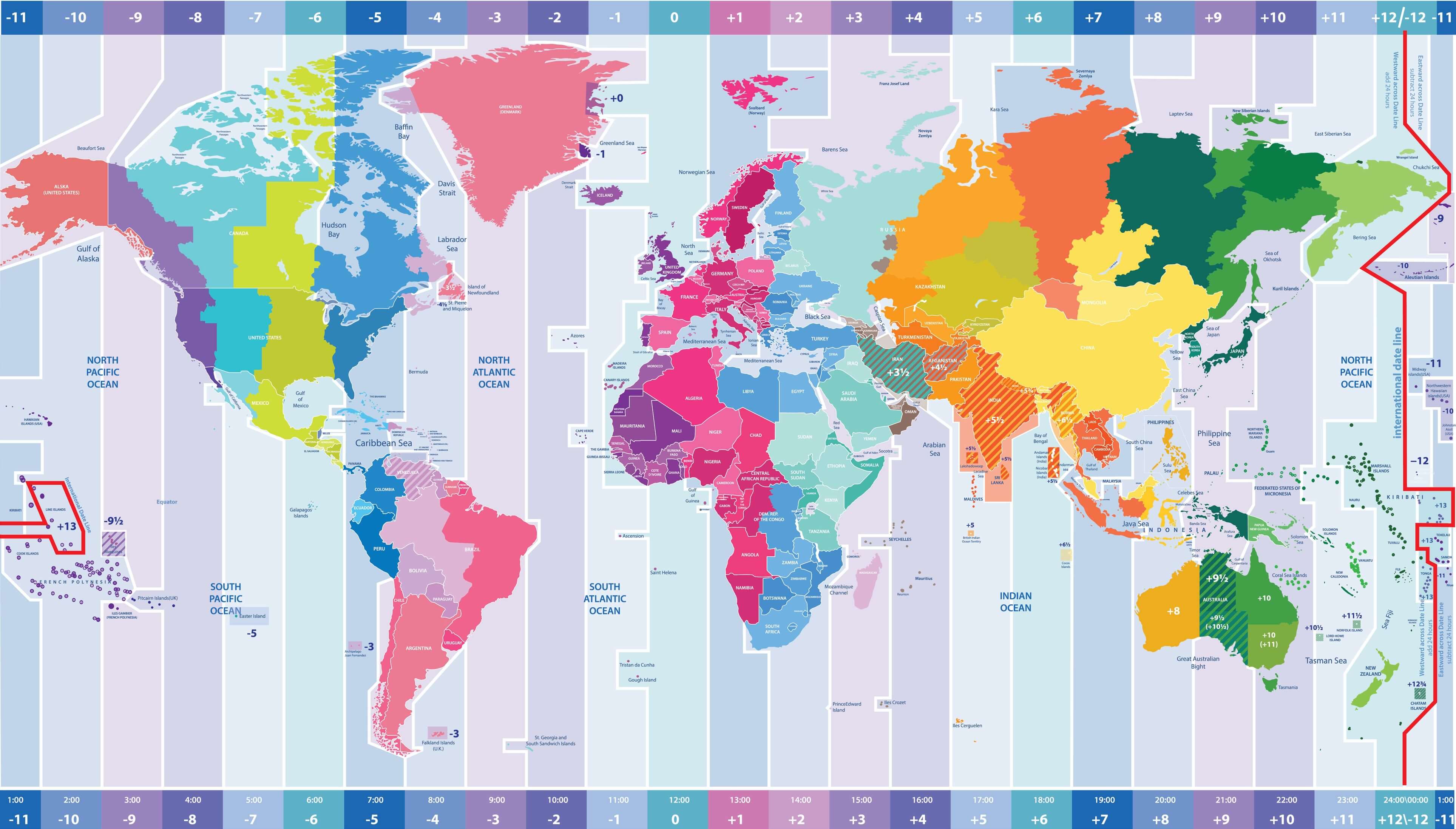 Mapa de la zona horaria mundial